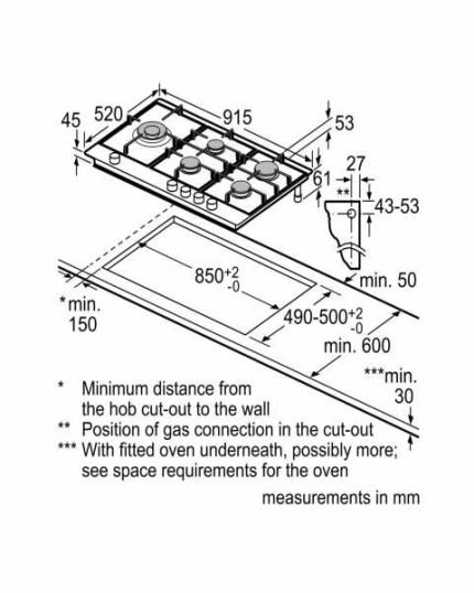 Bosch PCS9A5C90I 90CM Series 6 Stainless Steel 5 Burners Flame Select ...